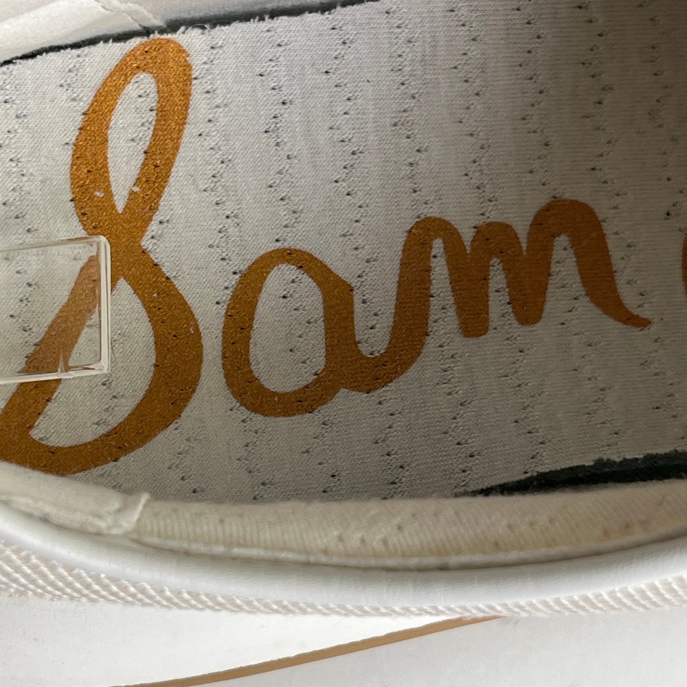 Sam Edelman Langley 3 Sneakers Womens 11M Cream Tan Coral Pink Mesh Suede Logo - Picture 8 of 16